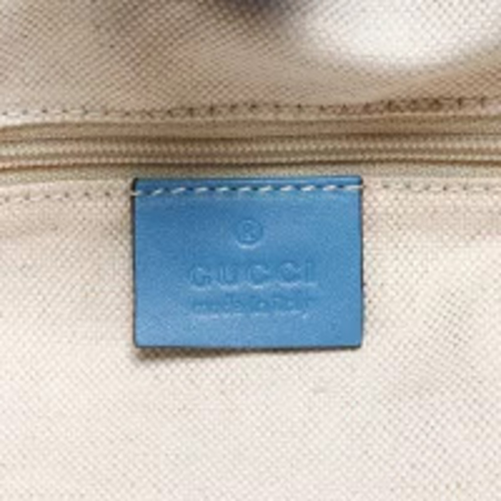 Gucci GG Canvas Sukey Blue Leather Handbag Beige - Picture 10 of 13